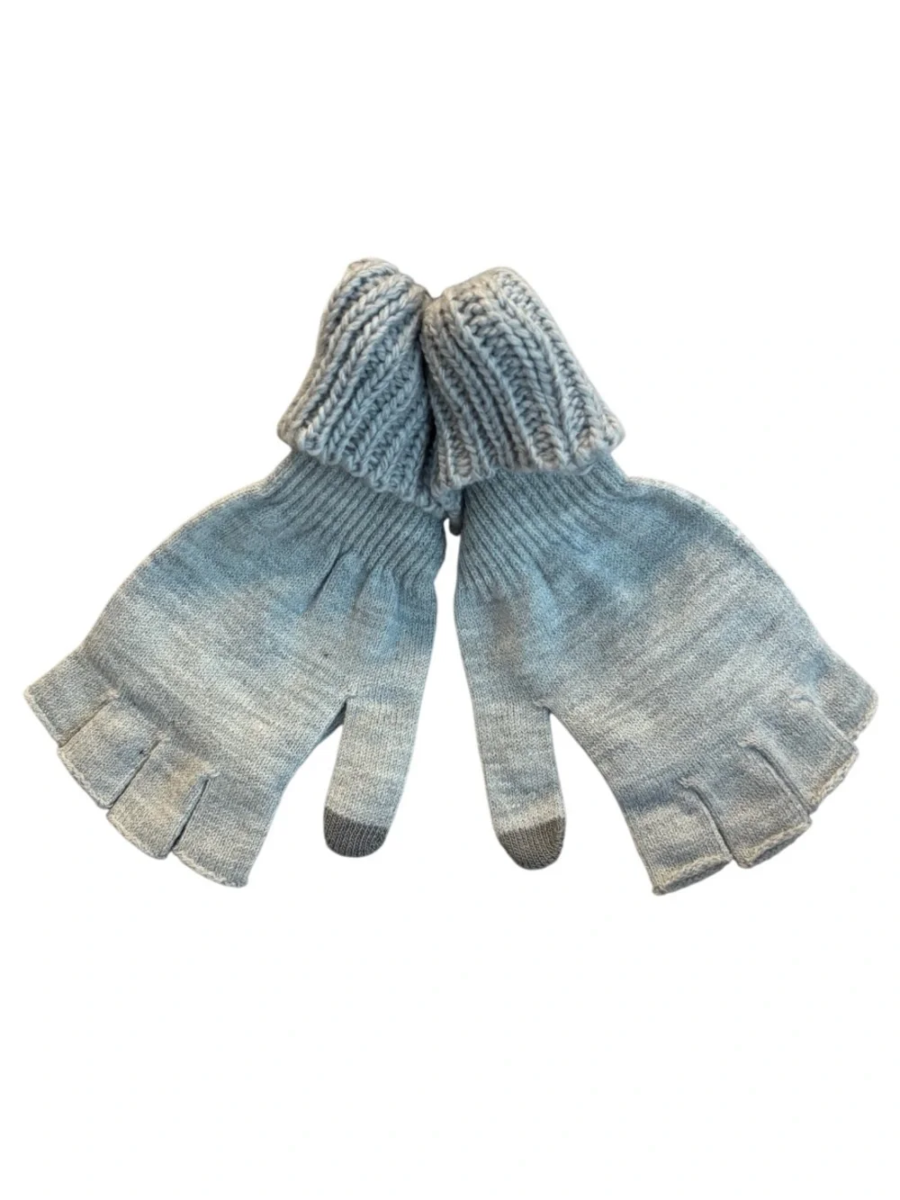 Fingerless Knit Winter Gloves Pop Top Mittens Unisex Mens Womens Adult Teen Gray